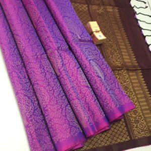 kanji Jaquard Sarees - Pink with brown