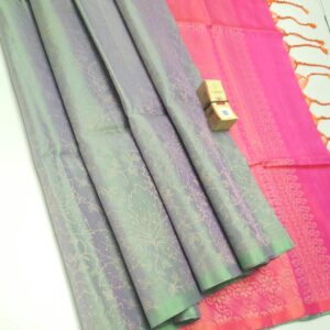 kanji Jaquard Sarees -light green with light pink